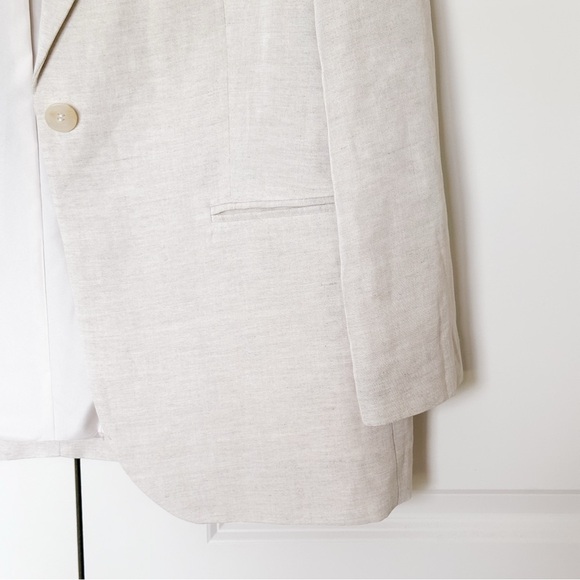 H&M Linen Blend Blazer- Neutral Lightweight Casual Workwear - Picture 6 of 9